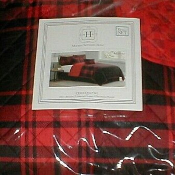 6 Pc. Red Buffalo Plaid Quilt Set Queen Modern Southern Home - Picture 1 of 4